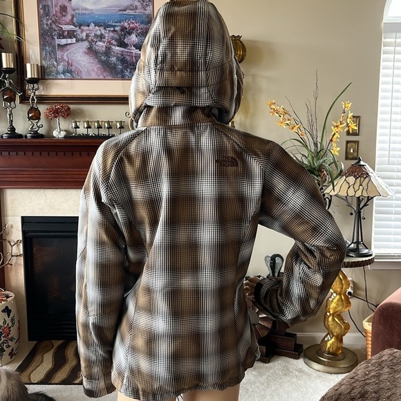 The North Face Morgan TNF Apex Brown Plaid Ski Snowboard Zippered Hooded Jacket - Picture 11 of 16